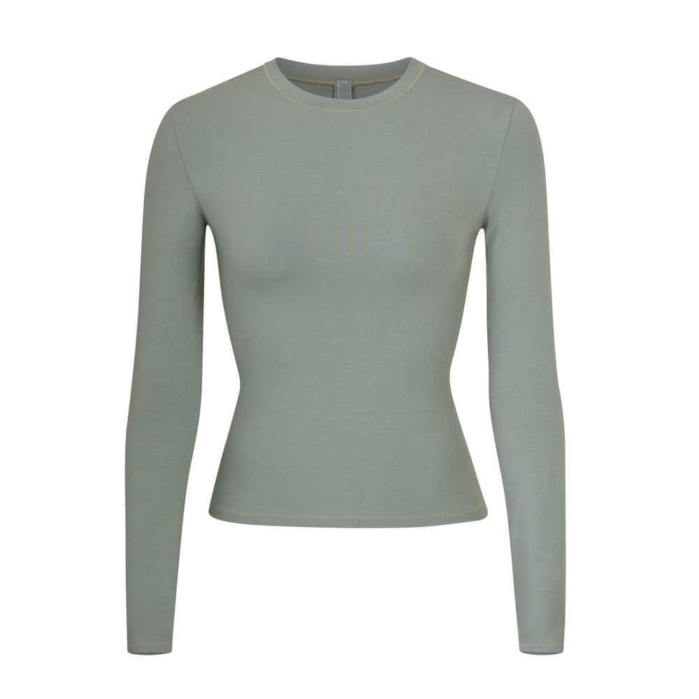SKIMS Cotton Jersey Long Sleeve T-Shirt Mineral